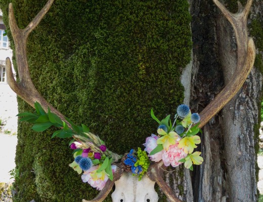 Trophée de cerf fleuri décoration mariage