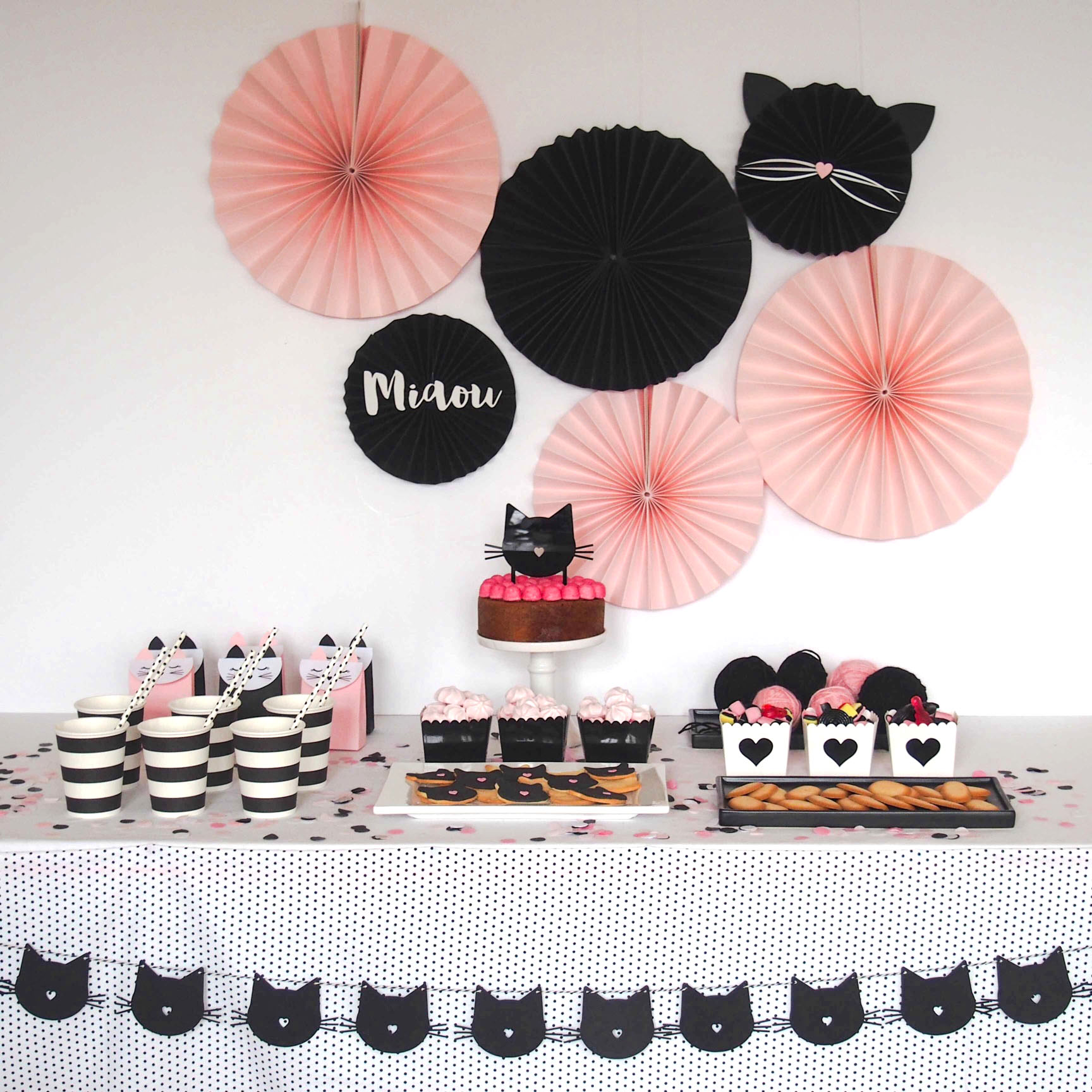 Pack décoration anniversaire fille thème chat