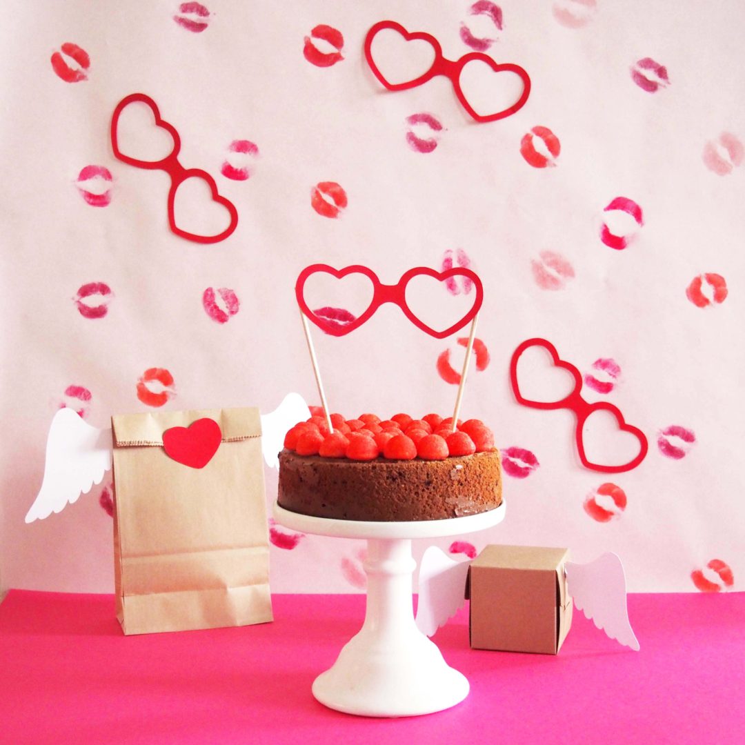 cake topper lunettes coeur