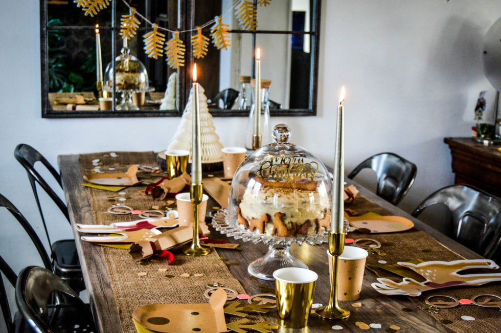 décoration table de Noël doré et kraft