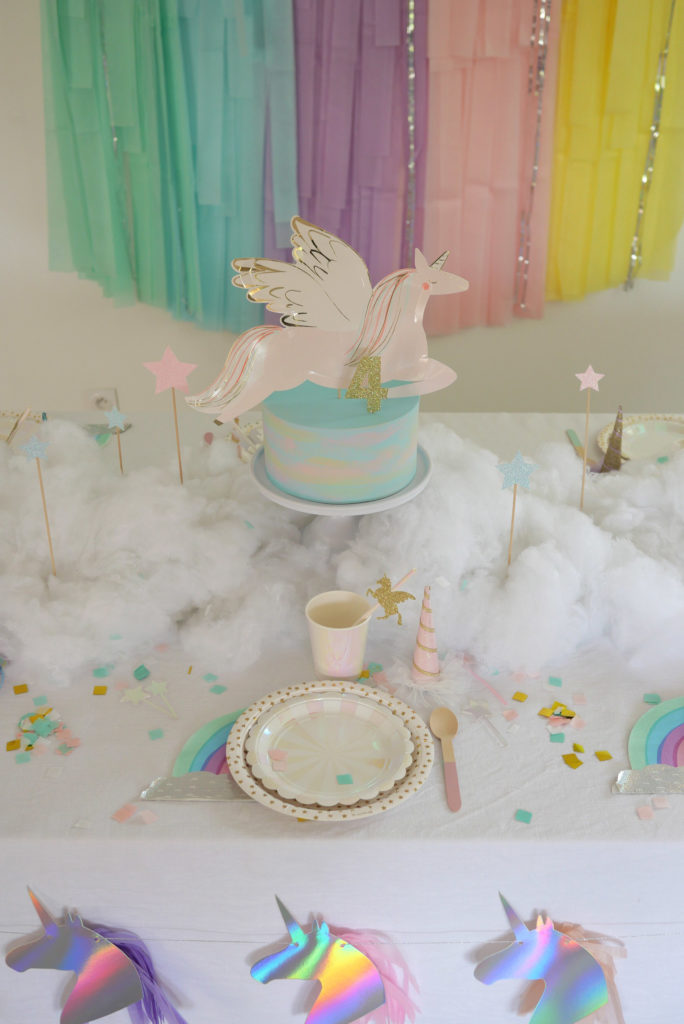 anniversaire table licorne pastel