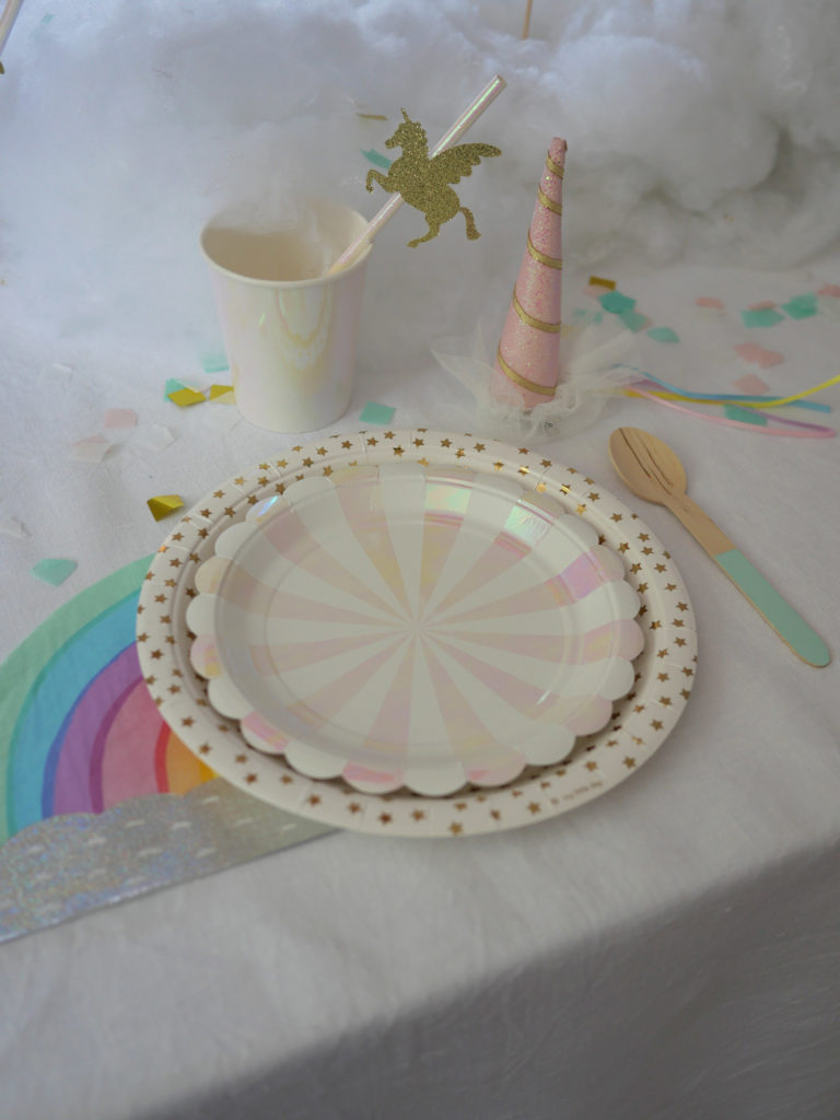 anniversaire vaisselle licorne