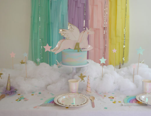 table anniversaire pastel licorne