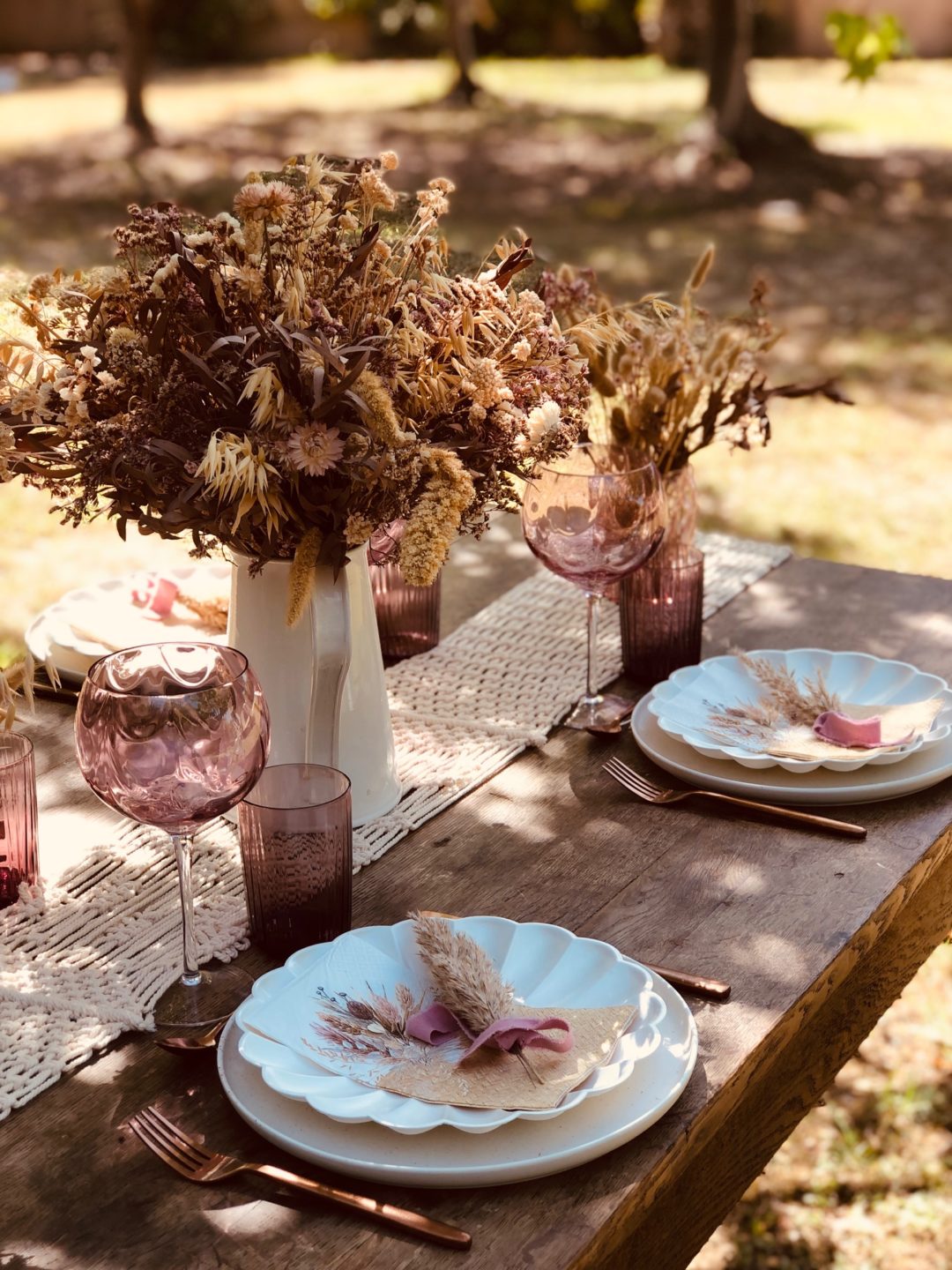 table fleurs séchées