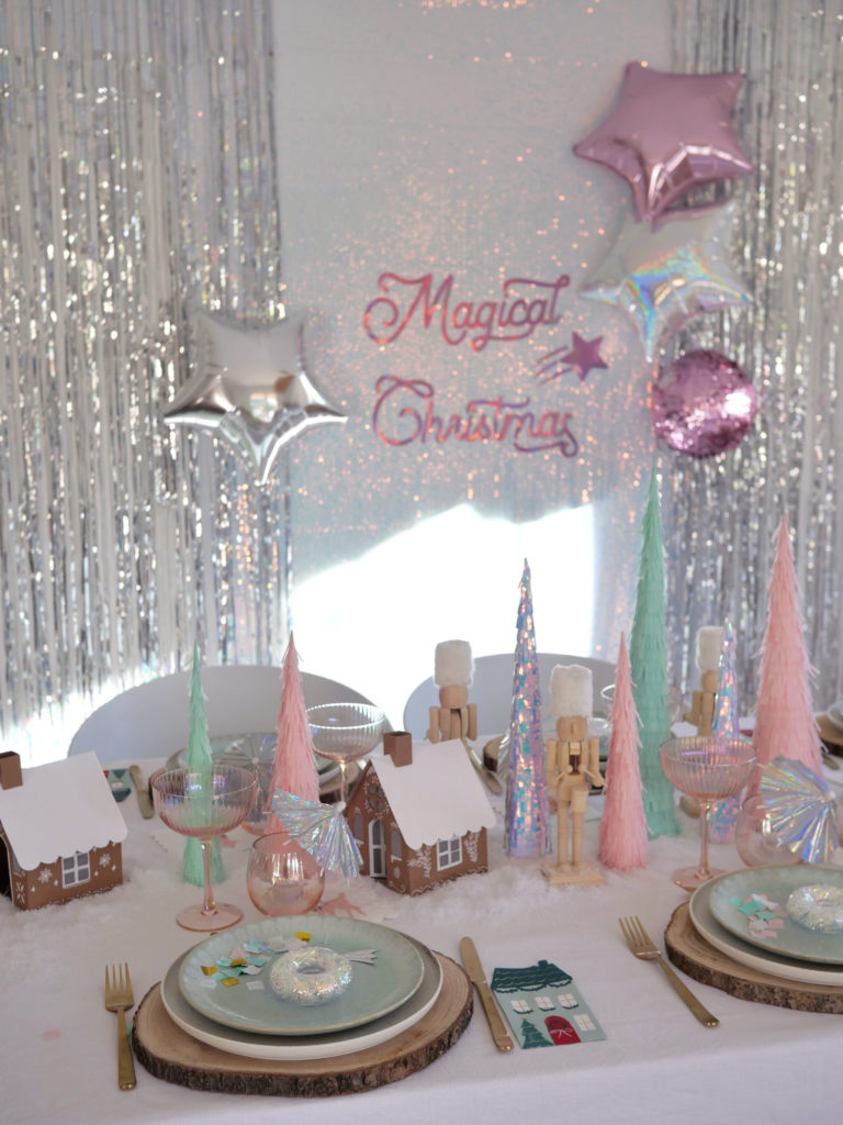 table de Noël pastel féerie