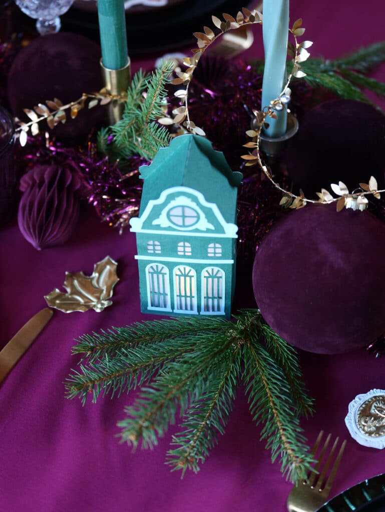 centre de table bordeaux vert