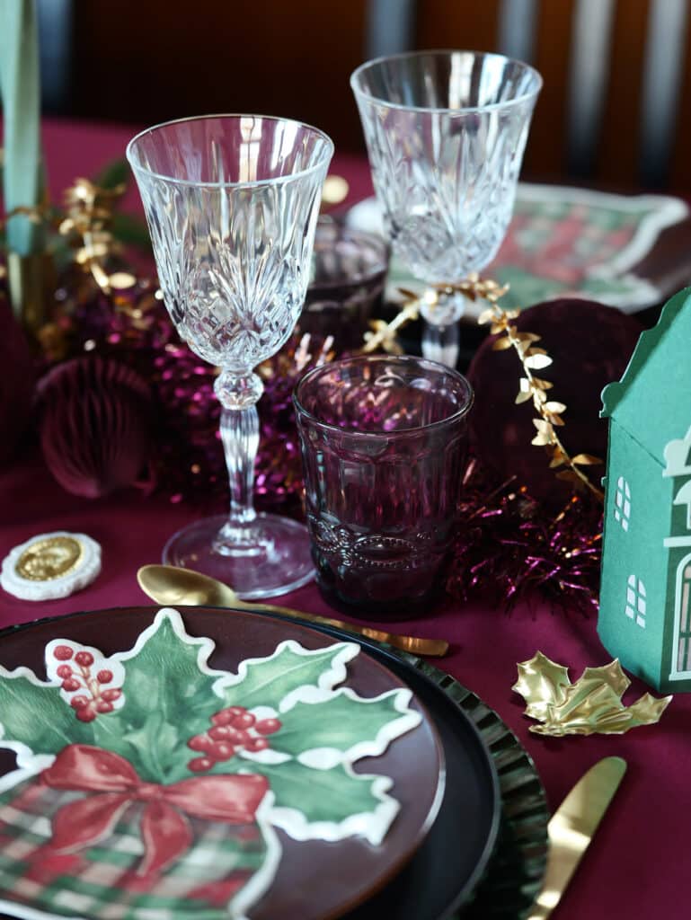 verres à pied table Noël