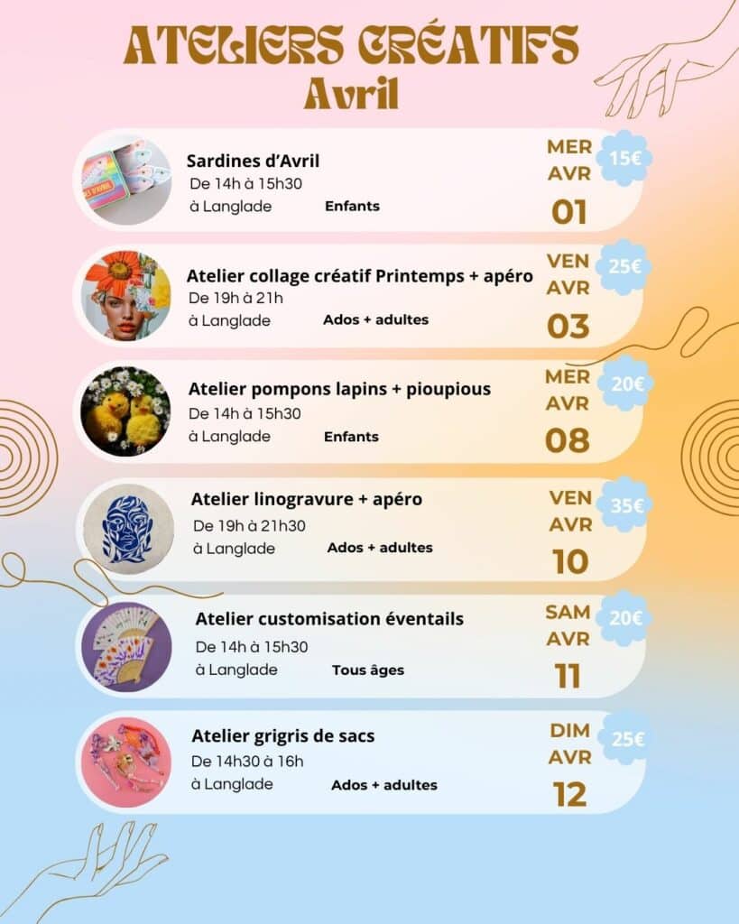 ateliers créatifs nîmes