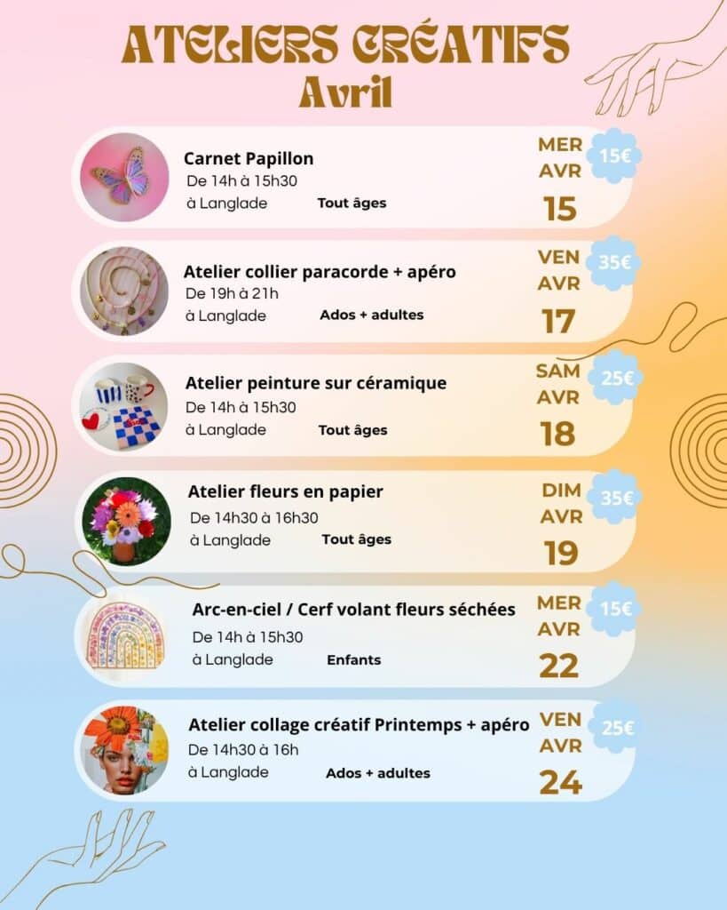 ateliers créatifs vaunage